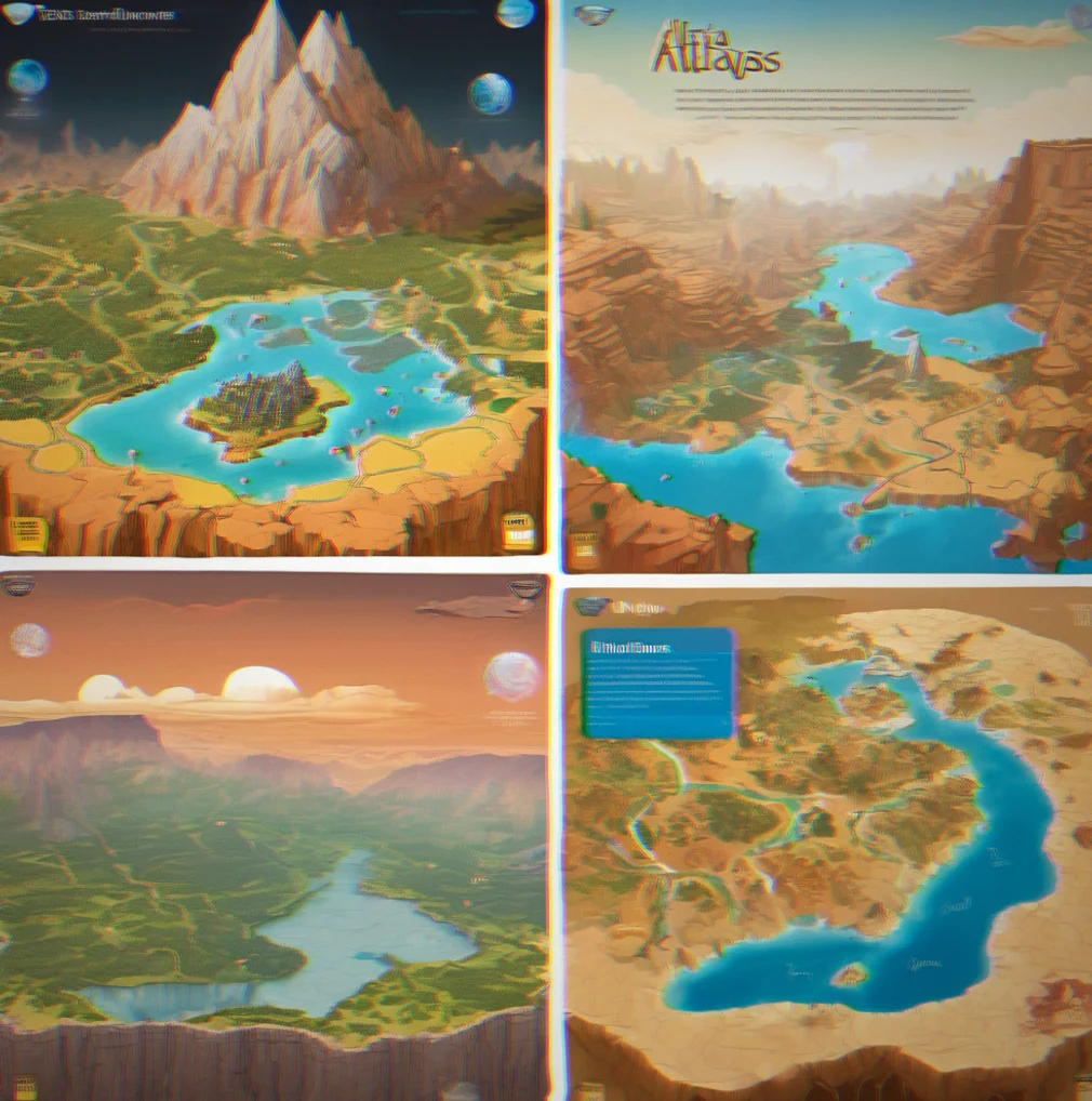 Comparison view of two player atlases showing the same biome with drastically different terrain layouts and landmark positions
